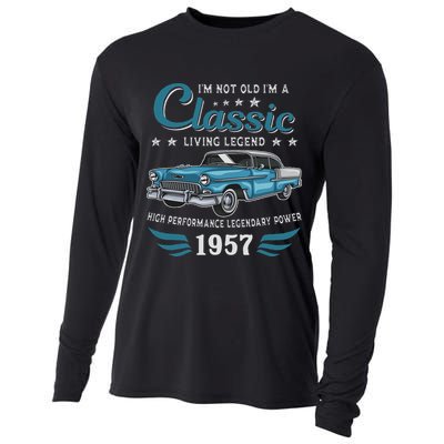 Vintage 1957 Birthday Classic Car For Legends Born In 1957 Cooling Performance Long Sleeve Crew