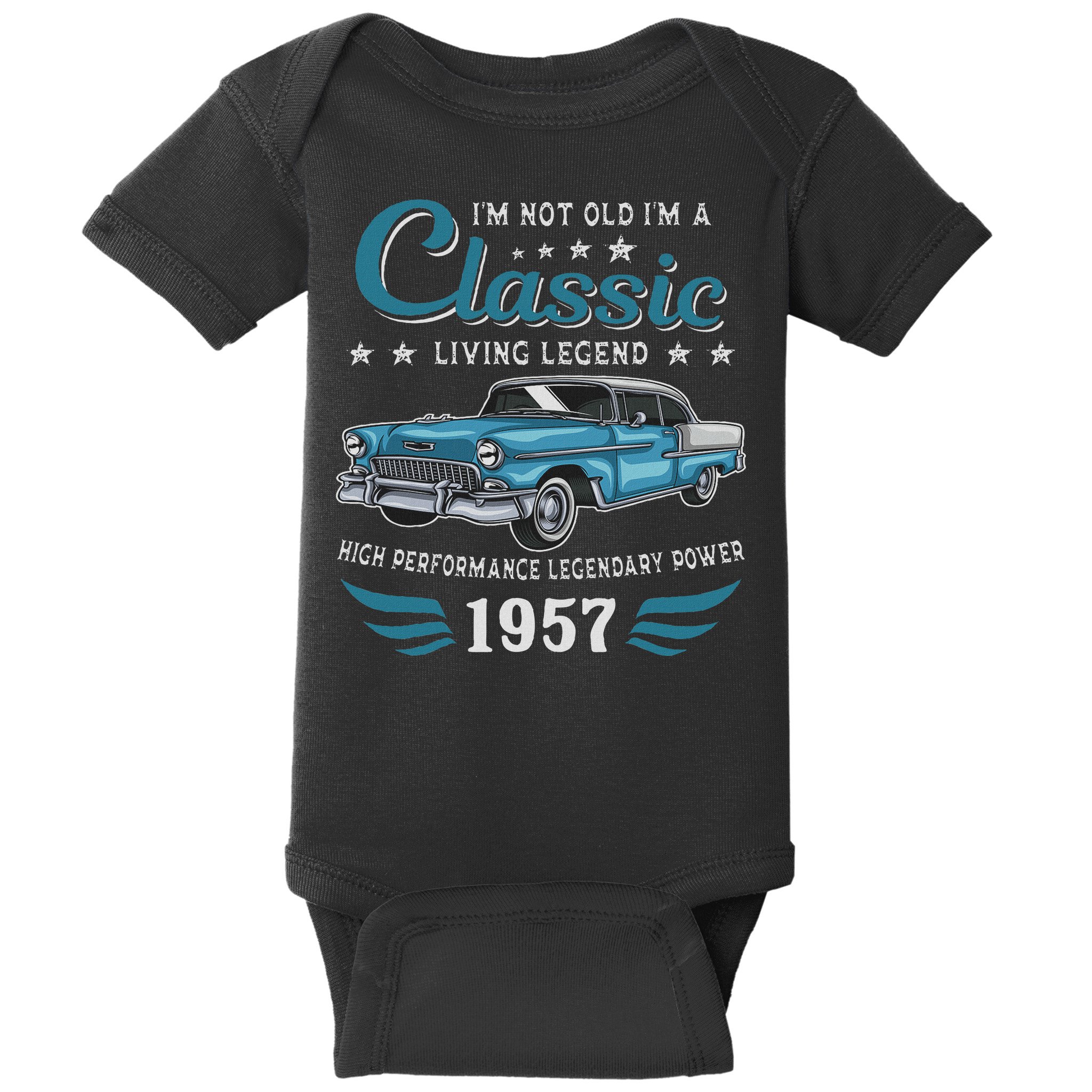 Vintage 1957 Birthday Classic Car For Legends Born In 1957 Baby Bodysuit