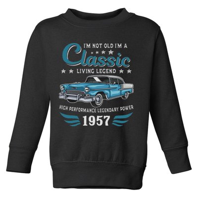 Vintage 1957 Birthday Classic Car For Legends Born In 1957 Toddler Sweatshirt