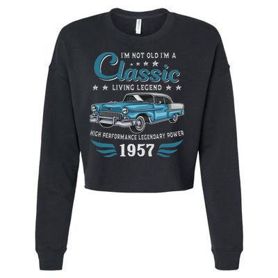 Vintage 1957 Birthday Classic Car For Legends Born In 1957 Cropped Pullover Crew