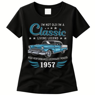 Vintage 1957 Birthday Classic Car For Legends Born In 1957 Womens T-Shirt