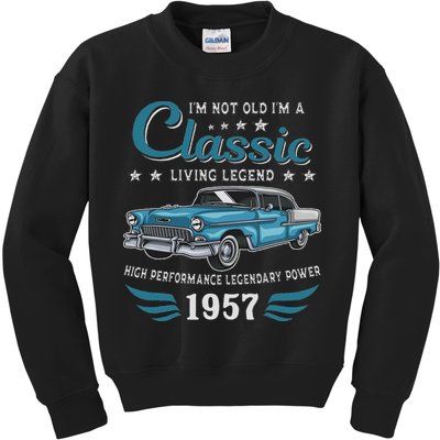 Vintage 1957 Birthday Classic Car For Legends Born In 1957 Kids Sweatshirt