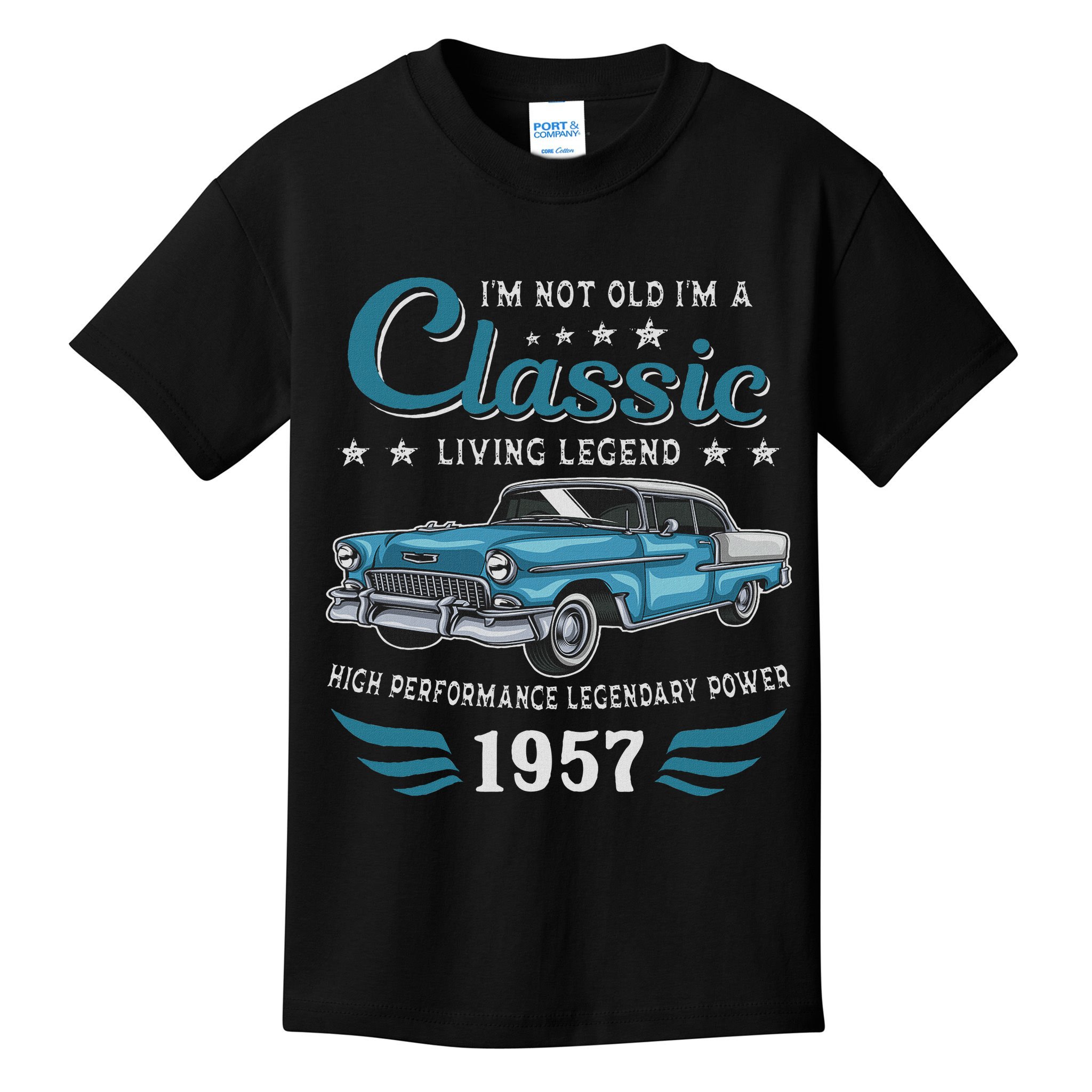Vintage 1957 Birthday Classic Car For Legends Born In 1957 Kids T-Shirt