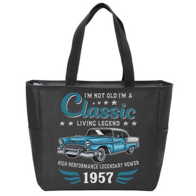 Vintage 1957 Birthday Classic Car For Legends Born In 1957 Zip Tote Bag