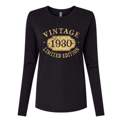 Vintage 1930 Birthday 92nd Limited Edition Womens Cotton Relaxed Long Sleeve T-Shirt