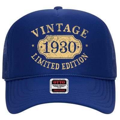 Vintage 1930 Birthday 92nd Limited Edition High Crown Mesh Back Trucker Hat