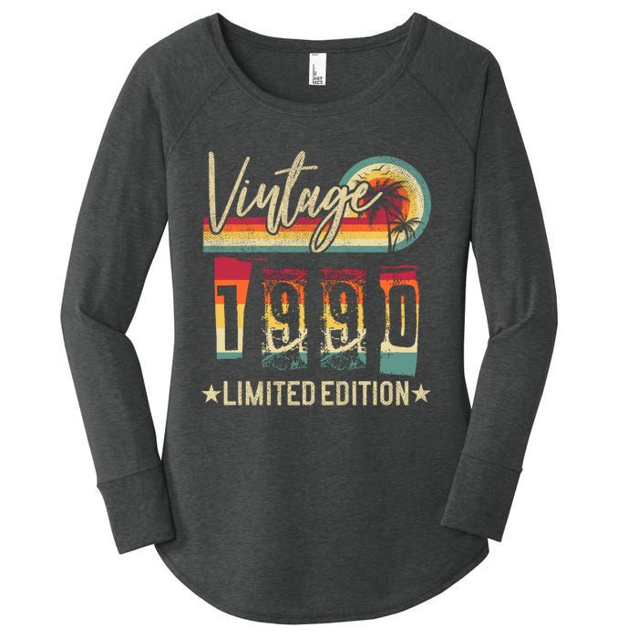 Vintage 1990 Birthday Gift Limited Edition Funny And Cool Family Gift Women's Perfect Tri Tunic Long Sleeve Shirt