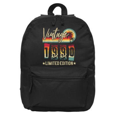 Vintage 1990 Birthday Gift Limited Edition Funny And Cool Family Gift 16 in Basic Backpack