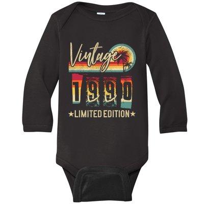 Vintage 1990 Birthday Gift Limited Edition Funny And Cool Family Gift Baby Long Sleeve Bodysuit