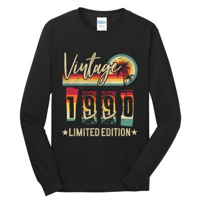 Vintage 1990 Birthday Gift Limited Edition Funny And Cool Family Gift Tall Long Sleeve T-Shirt