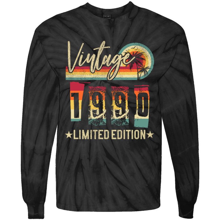 Vintage 1990 Birthday Gift Limited Edition Funny And Cool Family Gift Tie-Dye Long Sleeve Shirt