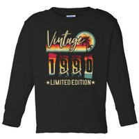 Vintage 1990 Birthday Gift Limited Edition Funny And Cool Family Gift Toddler Long Sleeve Shirt