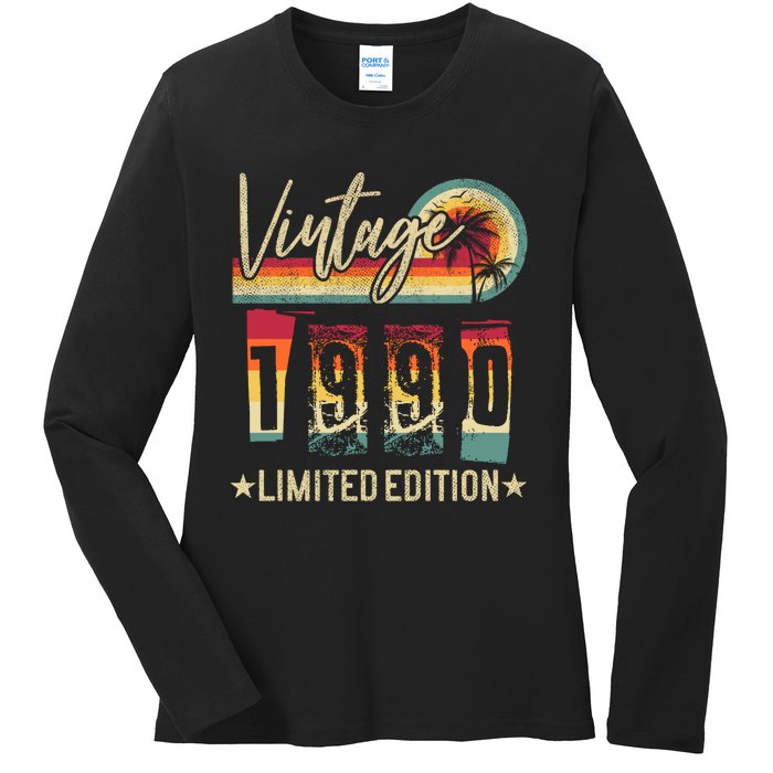 Vintage 1990 Birthday Gift Limited Edition Funny And Cool Family Gift Ladies Long Sleeve Shirt