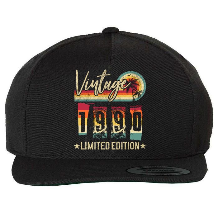 Vintage 1990 Birthday Gift Limited Edition Funny And Cool Family Gift Wool Snapback Cap