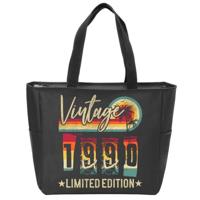 Vintage 1990 Birthday Gift Limited Edition Funny And Cool Family Gift Zip Tote Bag