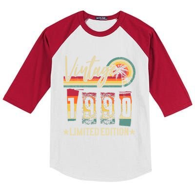 Vintage 1990 Birthday Gift Limited Edition Funny And Cool Family Gift Kids Colorblock Raglan Jersey