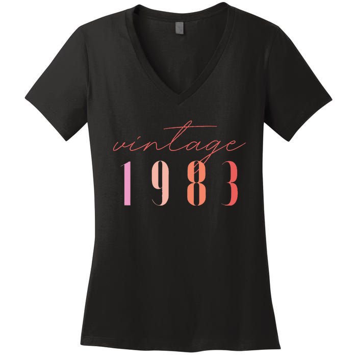 Vintage 1983 Chapter 40 40th Birthday Fortieth Bday  Women's V-Neck T-Shirt