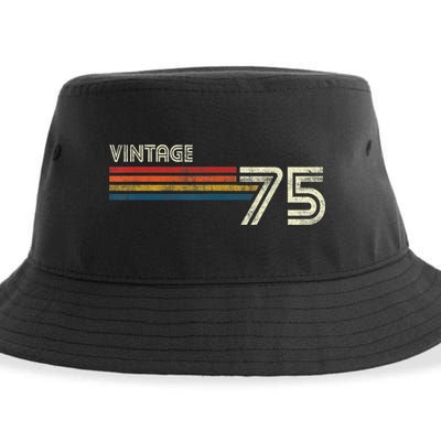 Vintage 1975 Chest Stripe 48 Birthday Sustainable Bucket Hat