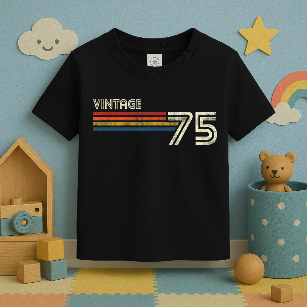 Vintage 1975 Chest Stripe 48 Birthday Toddler T-Shirt
