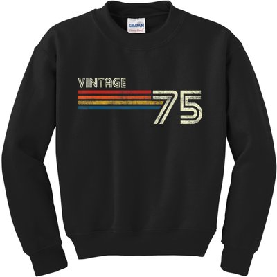 Vintage 1975 Chest Stripe 48 Birthday Kids Sweatshirt