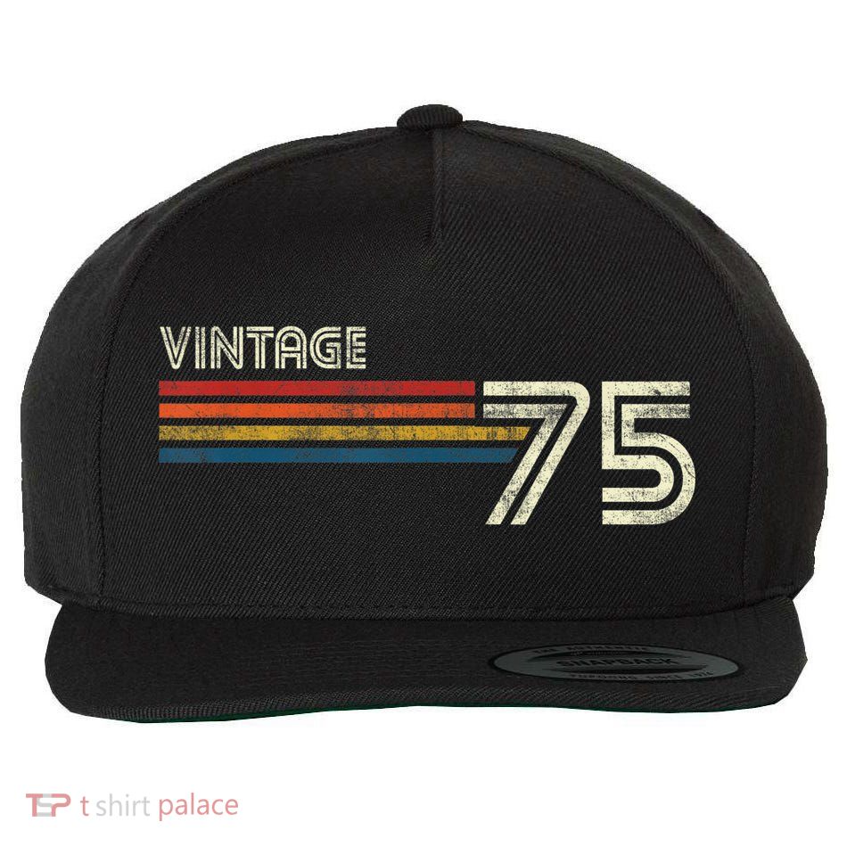 Vintage 1975 Chest Stripe 48 Birthday Wool Snapback Cap