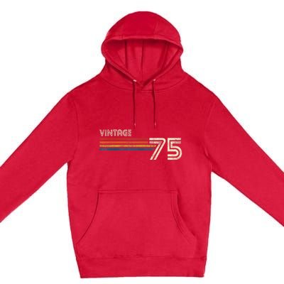 Vintage 1975 Chest Stripe 48 Birthday Premium Pullover Hoodie