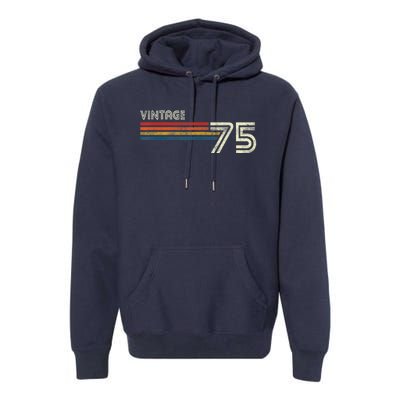 Vintage 1975 Chest Stripe 48 Birthday Premium Hoodie