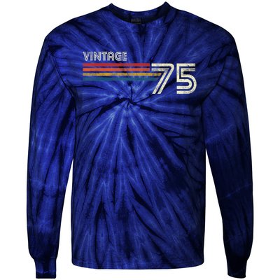 Vintage 1975 Chest Stripe 48 Birthday Tie-Dye Long Sleeve Shirt