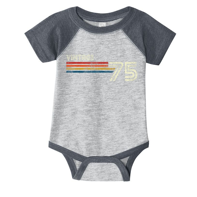 Vintage 1975 Chest Stripe 48 Birthday Infant Baby Jersey Bodysuit