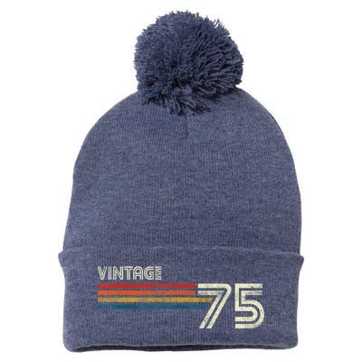 Vintage 1975 Chest Stripe 48 Birthday Pom Pom 12in Knit Beanie