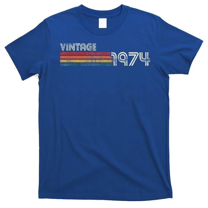 Vintage 1974 Chest Stripe Birthday T-Shirt