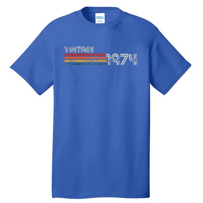 Vintage 1974 Chest Stripe Birthday Tall T-Shirt