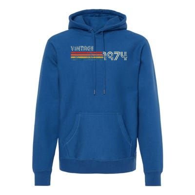 Vintage 1974 Chest Stripe Birthday Premium Hoodie