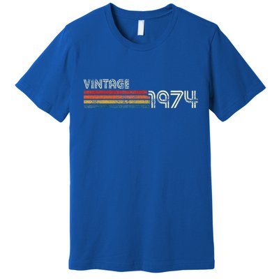 Vintage 1974 Chest Stripe Birthday Premium T-Shirt