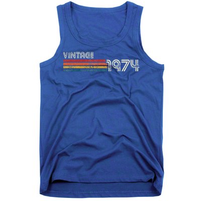 Vintage 1974 Chest Stripe Birthday Tank Top