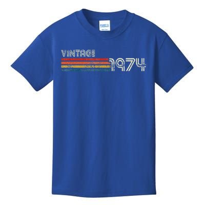 Vintage 1974 Chest Stripe Birthday Kids T-Shirt