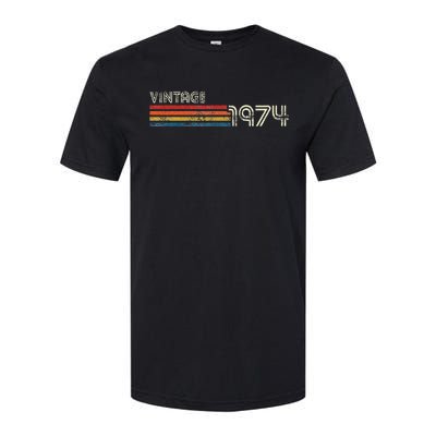 Vintage 1974 Chest Stripe Birthday Softstyle CVC T-Shirt