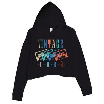 Vintage 1968 Cassette Tape 1968 Birthday Gifts 56 Year Old Crop Fleece Hoodie