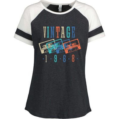 Vintage 1968 Cassette Tape 1968 Birthday Gifts 56 Year Old Enza Ladies Jersey Colorblock Tee