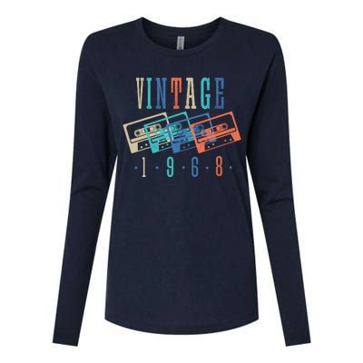 Vintage 1968 Cassette Tape 1968 Birthday Gifts 56 Year Old Womens Cotton Relaxed Long Sleeve T-Shirt