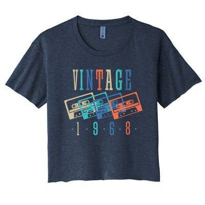 Vintage 1968 Cassette Tape 1968 Birthday Gifts 56 Year Old Women's Crop Top Tee