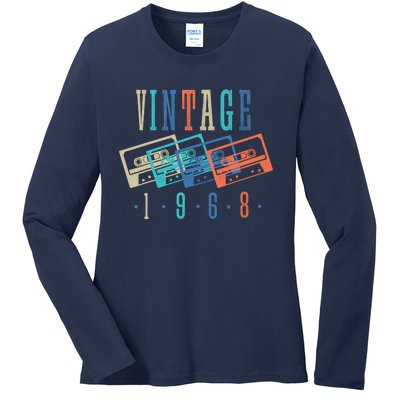 Vintage 1968 Cassette Tape 1968 Birthday Gifts 56 Year Old Ladies Long Sleeve Shirt