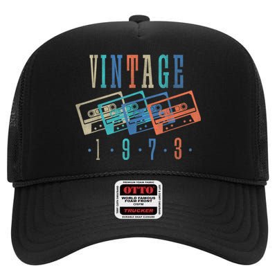 Vintage 1973 Cassette Tape 1973 Birthday Gifts 50 Year Old High Crown Mesh Back Trucker Hat