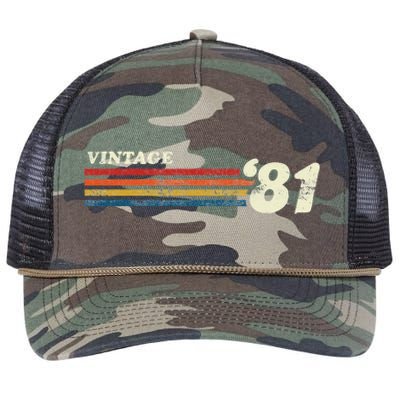 Vintage 1981 Chest Stripe Birthday Cute Retro Rope Trucker Hat Cap