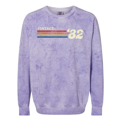 Vintage 1982 Chest Stripe Birthday Colorblast Crewneck Sweatshirt