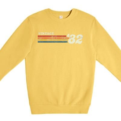 Vintage 1982 Chest Stripe Birthday Premium Crewneck Sweatshirt