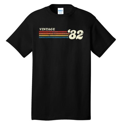 Vintage 1982 Chest Stripe Birthday Tall T-Shirt