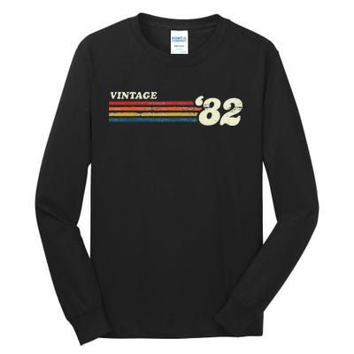 Vintage 1982 Chest Stripe Birthday Tall Long Sleeve T-Shirt