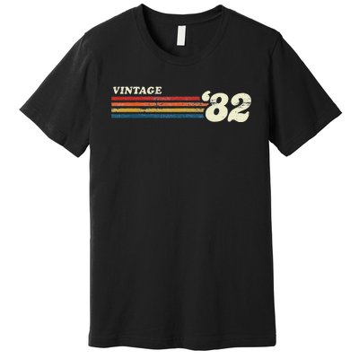 Vintage 1982 Chest Stripe Birthday Premium T-Shirt