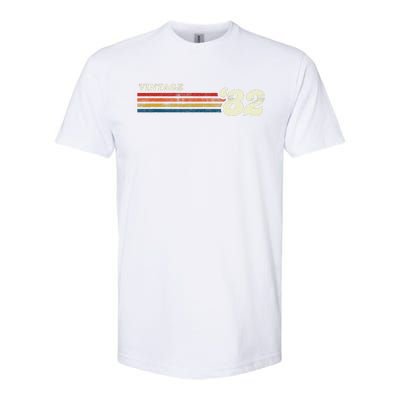 Vintage 1982 Chest Stripe Birthday Softstyle® CVC T-Shirt